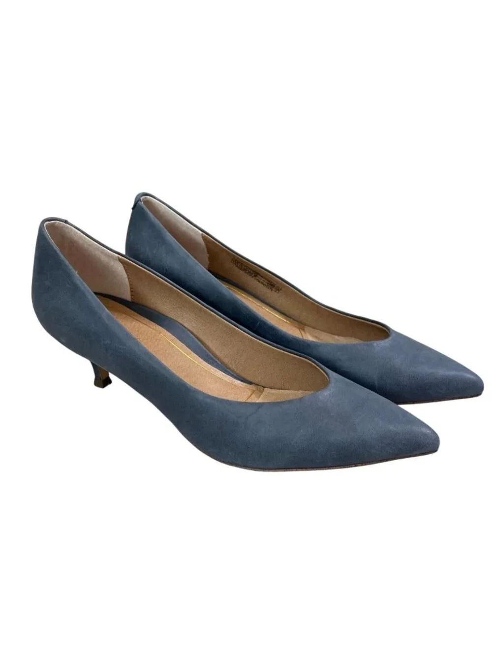 Vionic Josie Navy Suede Leather Kitten Heels Pumps Orthotic Sz 7.5 NWOB